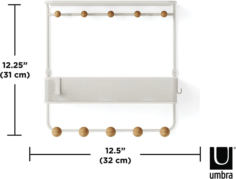 Umbra Estique Over-The-Door Multi-Use Organizer, W/Shelf, White