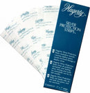 A blue and white box of Hagerty Silver Protection Strips, containing eight white strips designed to prevent tarnish on silver in enclosed storage.