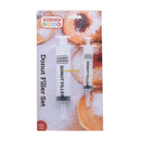 Set of 2 plastic donut filling injectors with ergonomic handles on a white background.
