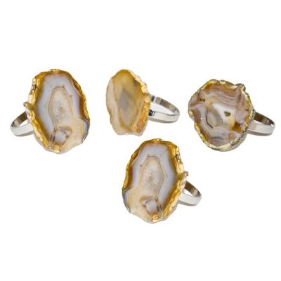 S/4 Agate Napkin Rings-natural