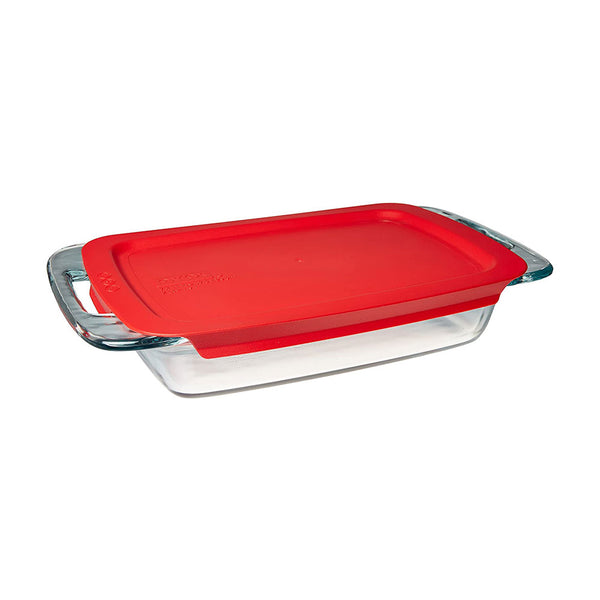 2qt 7"x11"x2" bake Dish With Cover Red