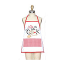 Kiss the Little Cook apron with red & white checkered pocket and fun cookie design for kids.