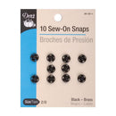 10-Piece Black Sew-On Snap Fasteners