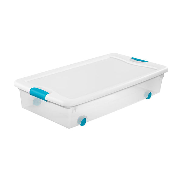 56qt Underbed Storage Box With Latch On Wheels