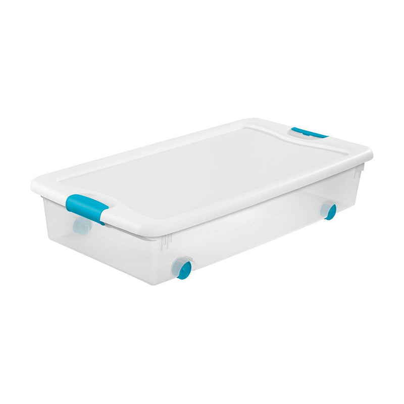 56qt Underbed Storage Box With Latch On Wheels