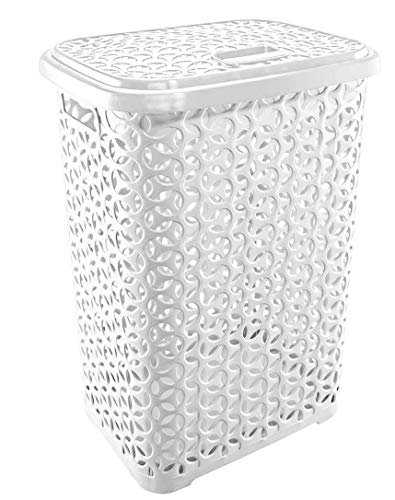 UNIWARE 60 LT Hollow Design Clothes Hamper Laundry Basket, White