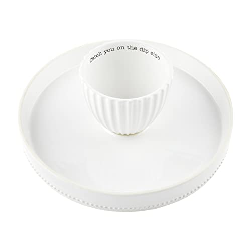 Mud Pie Reversible Cake Stand and Chip and Dip Platter, White, 11" dia