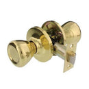 Brass passage lockset for interior doors shown on a white background with adjustable latch and key lock.
