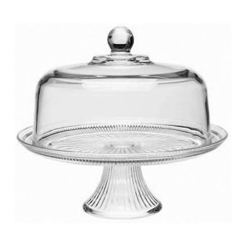 2pc Cake Plate With Dome Cover Glass