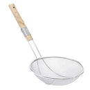 Home Basics Stainless Steel Skimmer with Long Wooden Handle | Hanging Hole on Handle