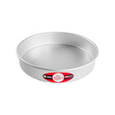Fat Daddio's 10-inch anodized aluminum round cake pan, ideal for layered cakes and deep-dish pizzas, on a white background.