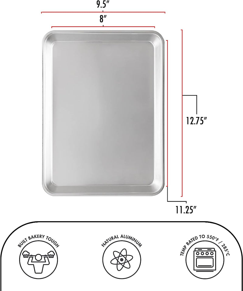 Fat Daddios Natural Aluminum, Quarter Sheet Pan, 9 1/2 in x 13 in x 1 in