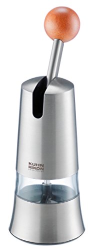 Kuhn Rikon Epicurean Adjustable Ratchet Grinder with Ceramic Mechanism for Salt, Pepper and Spices, 8.5 x 2.75 inches, Stainless Steel