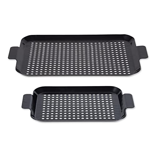 RSVP International Barbeque Grilling Collection Porcelain Coated Grill Tray, Dishwasher Safe, Small, 13x7.25/Medium, 16.75x10"