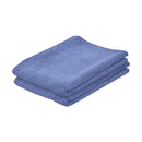 A stack of two folded microfiber cleaning cloths in a light blue or periwinkle color.