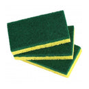 3-pack of heavy-duty yellow and green cellulose scrub sponges.