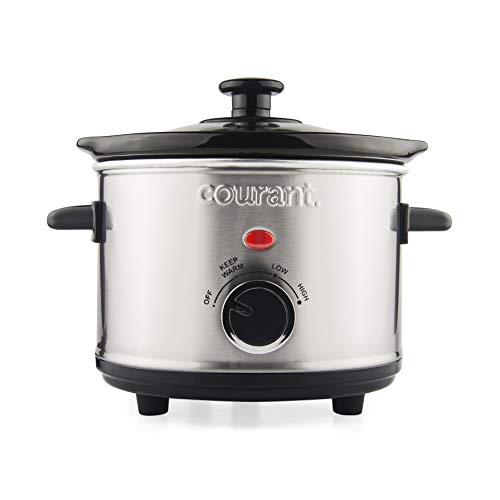 Courant Mini Slow Cooker Crock, with Easy Options 1.6 Quart  Stainless Steel