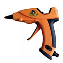Compact orange and black hot glue gun from Gorilla Glue, offering both low and high temperature settings for versatile use.