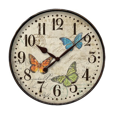 12" Round Butterfly Wall Clock