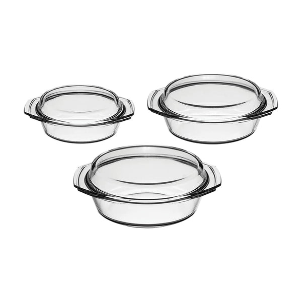 3pc Glass Casserole  With Plastic Lid