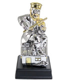 Silvered Polyresin Hassidic Figurine Sits On Stage 13cm "Fiddler On The Roof"