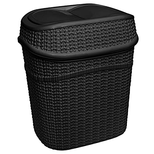 Bath Bliss 9.5 Liter Swing Top Waste Bin in Matte Black Sailor Knot Trash Can