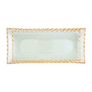 Mud Pie Gold Edge Glass Tray Set, featuring a clear rectangular glass tray with a textured, organic gold-painted edge.