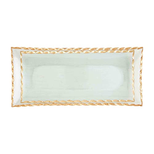 Mud Pie Gold Edge Glass Tray Set, small 6" x 13" | large 7" x 15"