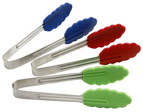 Norpro Mini Silicone & Stainless Steel Tongs (Assorted Colors)