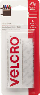Velcro Brand 3.5 inch White Adhesive Fasteners, 4 strips per pack
