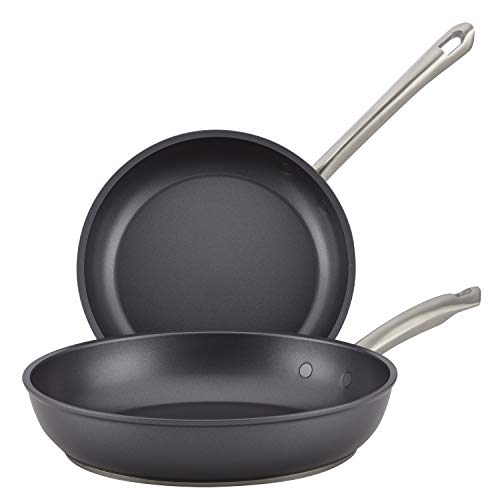 Anolon Accolade Hard Anodized Nonstick Fry Pan Skillet Set, 8 Inch and 10 Inch, Gray
