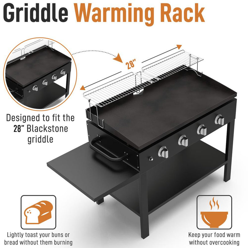 Yukon Glory 28 in. Griddle Warming Rack, Designed for 28 in. Blackstone Griddles, New & Improved Design, One-Step Clip on Attachment