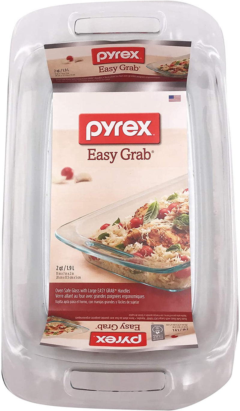 Pyrex Easy Grab Baking Dish, Glass, 2 Qt