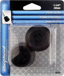 A set of 1-1/4 inch black rubber leg tips, designed to fit the ends of furniture or chair legs, providing protection for floors and enhancing stability.