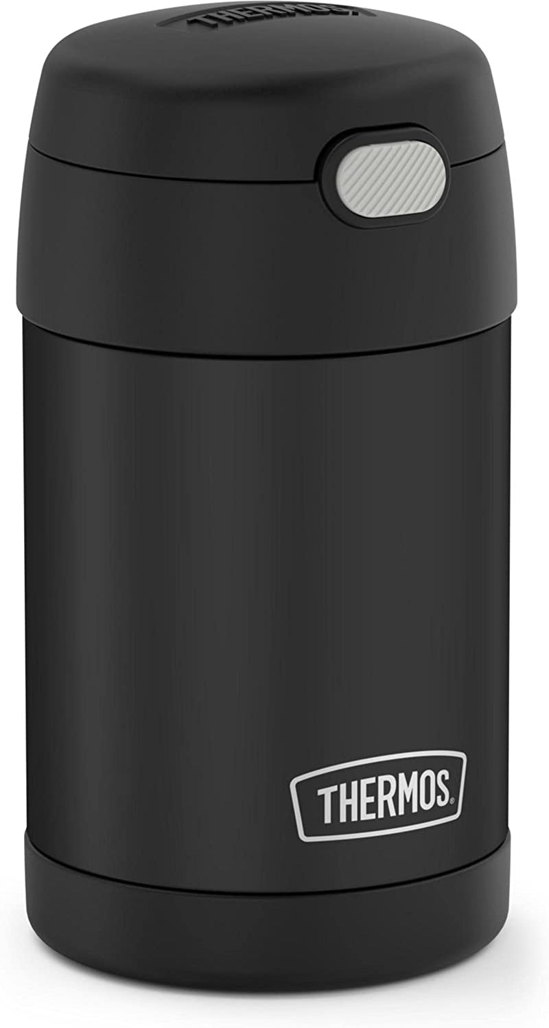 THERMOS FUNTAINER 16 Ounce Stainless Steel Vacuum Insulated Food Jar with Folding Spoon, Black Matte