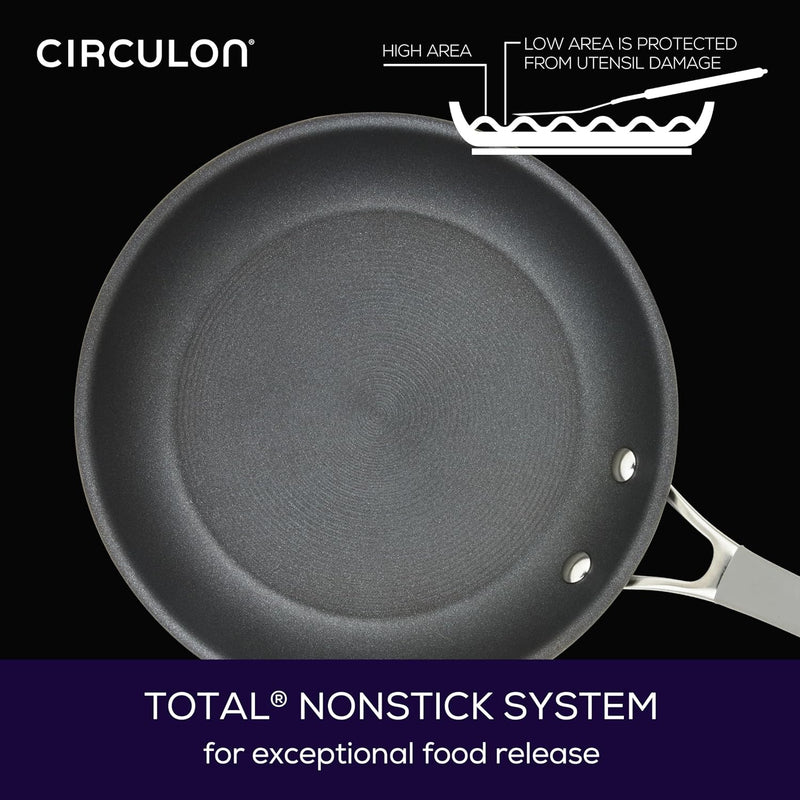 Circulon Elementum Hard Anodized Nonstick Cookware Pots and Pans Set, 10 Piece, Oyster Gray