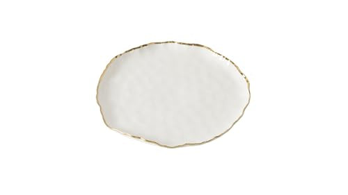 Pampa Bay Porcelain Round Platter, Portofino, White with Gold Band