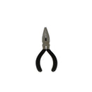A 6 1/2 inch long nose pliers that has a pivot point and a black ergonomically curved cushioned handles for a comfortable and secure grip.