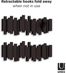 Umbra Sticks Multi Rack – Modern, Unique, Space-Saving Hanger with 5 Flip-Down Hooks for Hanging Coats, Scarves, Purses and More, Brown