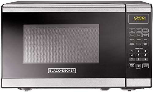 Black + Decker 0.7 CF 700 Watt Stainless Steel Microwave, Stainless Steel & Black Finish