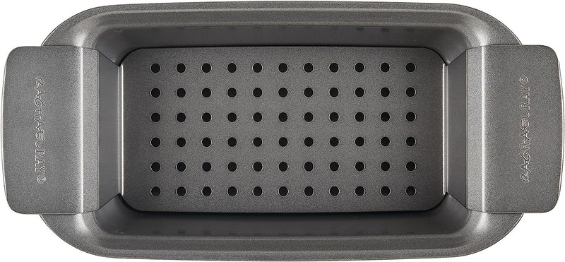 Rachael Ray Bakeware Meatloaf/Nonstick Baking Loaf Pan with Insert, 9 Inch x 5 Inch, Gray
