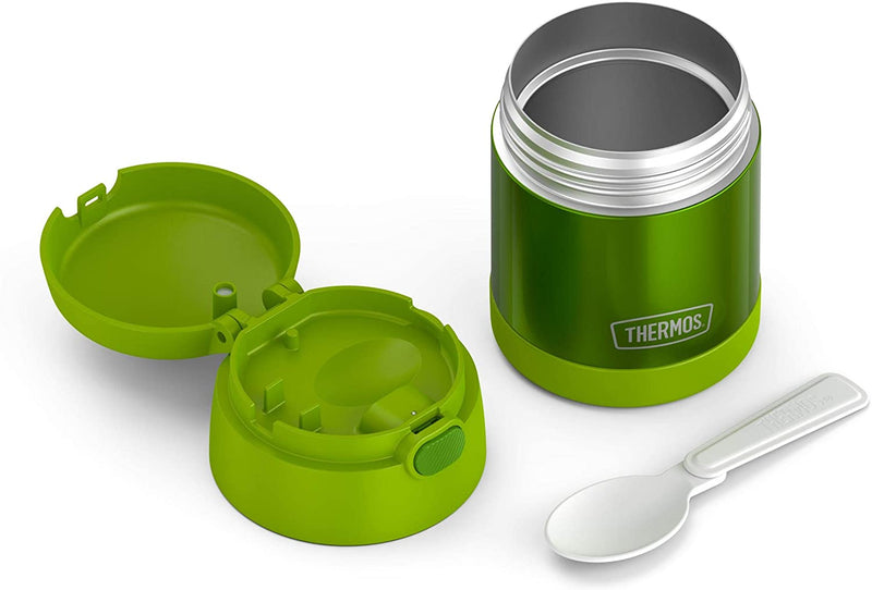 THERMOS FUNTAINER 10 Ounce Stainless Steel Vacuum Insulated Kids Food Jar with Folding Spoon, Lime