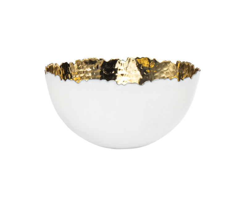 6.5" Stainless White And Gold Bowl
