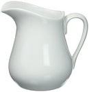 White porcelain creamer pitcher with no-drip spout.