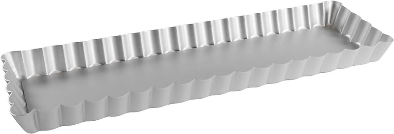 Fat Daddios Anodized Aluminum, Oblong Fluted Tart Pan Removable Bottom, 13 3/4 in x 4 1/4 in x 1 in