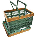 Durable Foldable Plastic Basket with 2 Handles, Reusable Grocery Shopping Basket