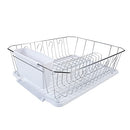Kitchen Details 3 Piece Dish Rack | Drying Rack, Cutlery Basket & Drainboard Tray | Countertop | Self Draining | Rust Resistant | Chrome | White