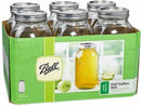 Set of six clear glass half-gallon wide mouth jars with metal lids