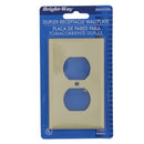 Packaged Bright-Way brand 1-gang duplex receptacle wallplate in an ivory color.