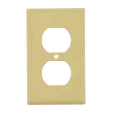 Bright-Way brand 1-gang duplex receptacle wallplate in an ivory color.